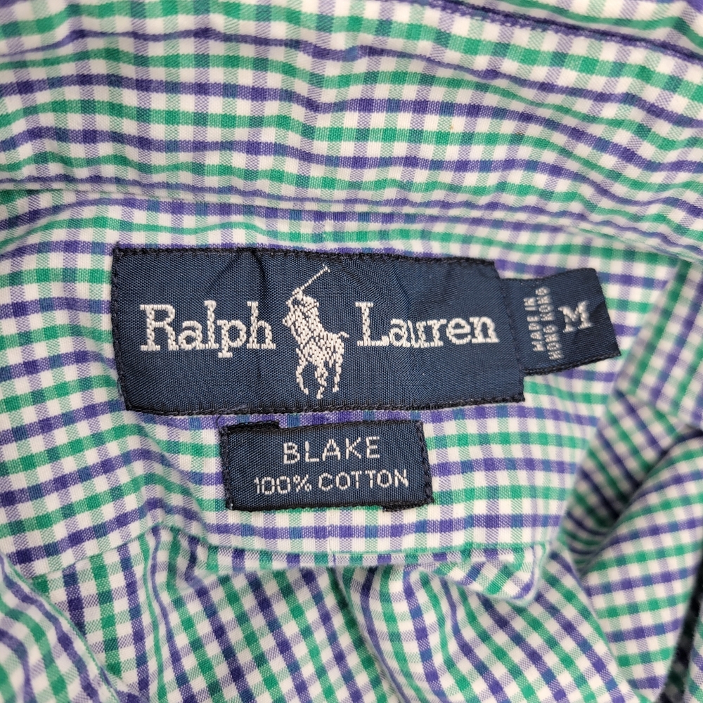 Polo Ralph Lauren Blake Gingham Short Sleeve Shirt Mens M Green Purple Preppy - Picture 3 of 8